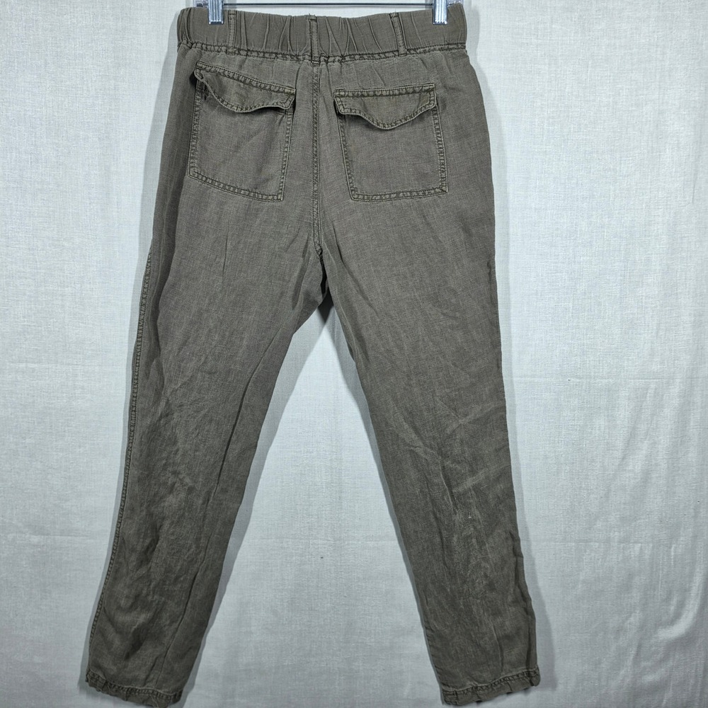 C&C California Pants Women Small Blended Linen Earthy Olive Green Relaxed Boho - Picture 2 of 10